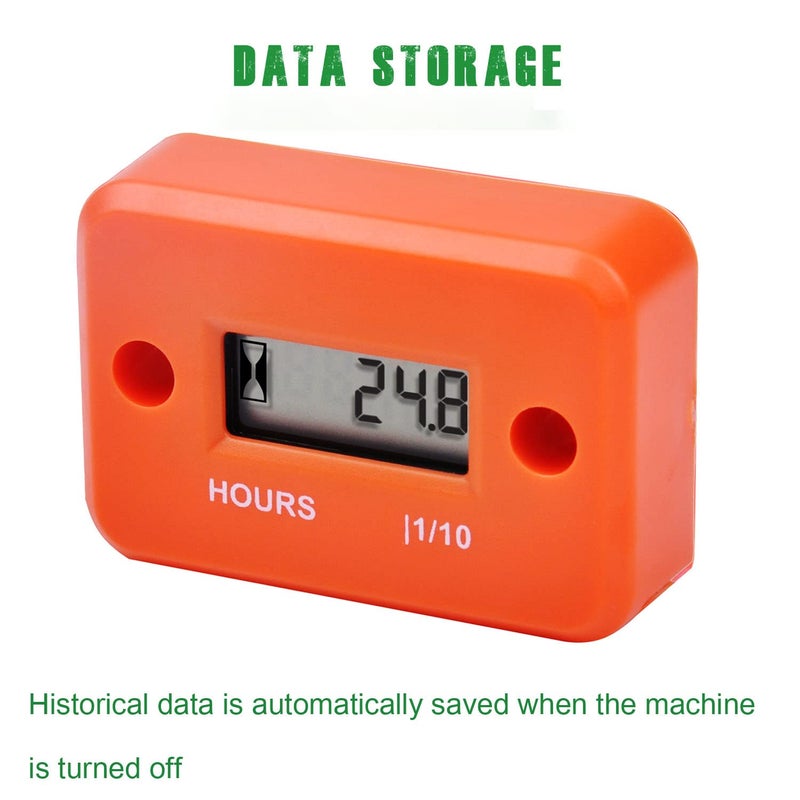 YOOREAL Digital Inductive Hour Meter Waterproof IP68,Works on Various of ZTR/Riding Lawn Mower Land Trimmer UTV Brush Cutter Tractor ATV Boat Outboard Motor Dirt Bike Motorcycle. (HM006A Orange) - Image 3
